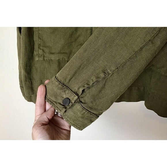 Zara Linen Shirt Jacket Size Large Full Zip Pockets - Picture 8 of 14